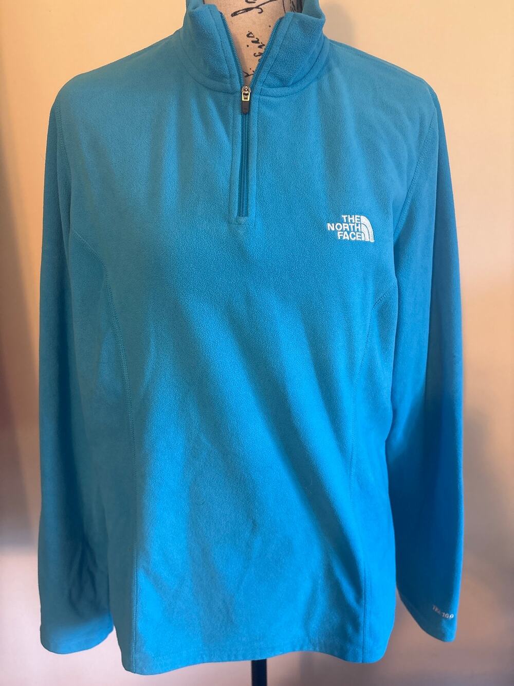 Light Blue North Face 1/4 Zip Fleece Jacket Sz Large